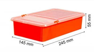 Stropné kŕmidlo pre včely 0,8 l – plastové s priehľadným krytom – celkový pohľad s rozmermi