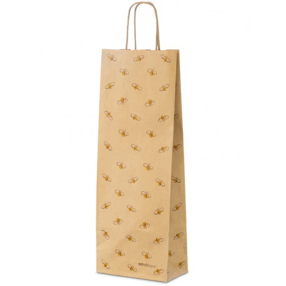 Papierová darčeková taška s včielkami – vysoká 14 × 8 × 38 cm