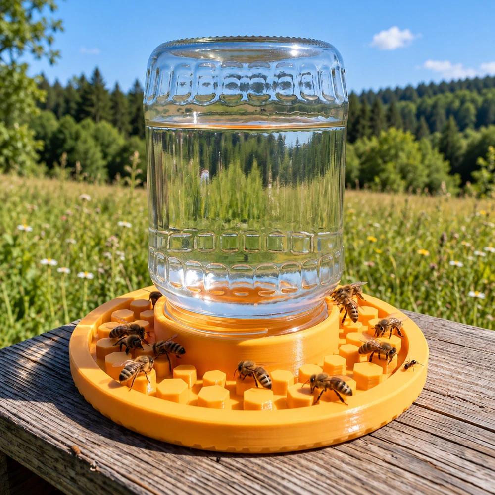 Napájadlo na vodu a sirup pre včely na zaváraninový pohár