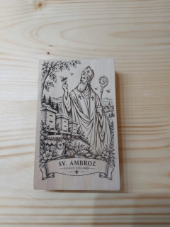Gravírovaný drevený obraz Sv. Ambróz – patrón včelárov
