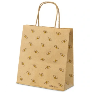 Papierová darčeková taška na med s včielkami – 19 × 8 × 21 cm